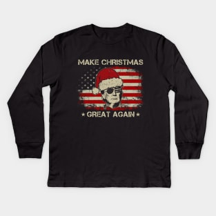 Funny Trump Make Christmas Great Again American Flag Kids Long Sleeve T-Shirt